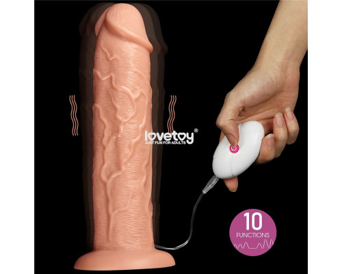 Телесный вибратор-гигант 11 Inch Realistic Long Vibrating Dildo - 28 см.