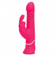 Розовый вибратор Thrusting Realistic Rechargeable Rabbit Vibrator с имитацией толчков - 22,8 см.