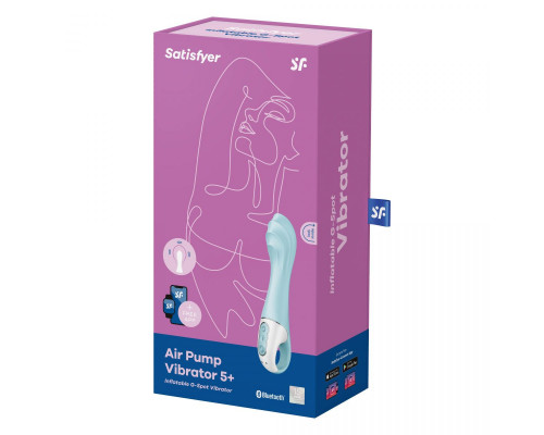 Голубой вибромассажер Air Pump Vibrator 5+ - 21 см.