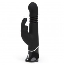 Черный хай-тек вибратор Greedy Girl Thrusting Rabbit Vibrator - 22,8 см.