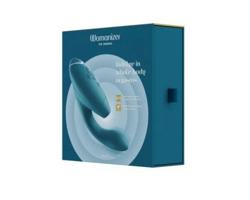 Бирюзовый вибратор Womanizer Duo 2 с бесконтактной клиторальной стимуляцией