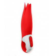 Красный вибратор Satisfyer Power Flower с лепестками - 18,8 см.