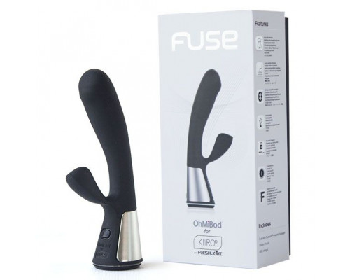 Чёрный интерактивный вибратор Kiiroo Ohmibod Fuse - 18 см.