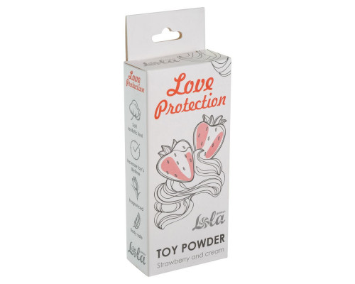 Пудра для игрушек Love Protection с ароматом клубники со сливками - 15 гр.