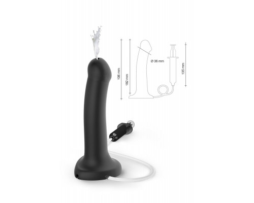 Черный фаллос с имитацией эякуляции Silicon Cum Dildo L - 19,6 см.