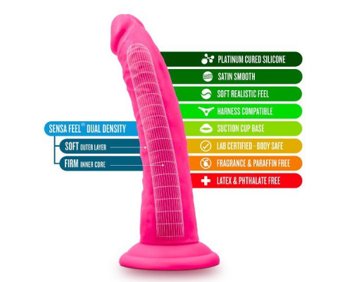 Розовый фаллоимитатор 7.5 Inch Silicone Dual Density Cock - 19 см.