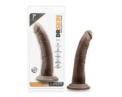 Заказать Коричневый фаллоимитатор 7 Inch Cock With Suction Cup - 19 см.