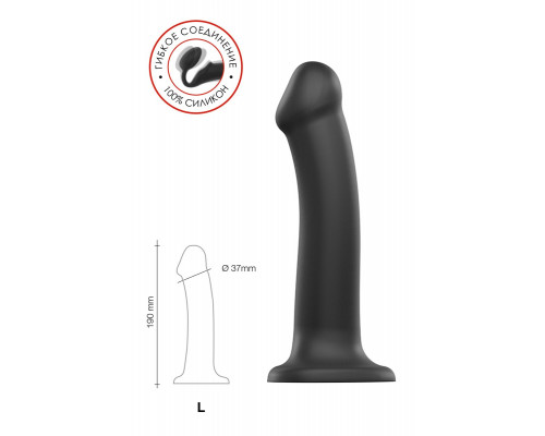 Заказать Черный фаллос на присоске Silicone Bendable Dildo L - 19 см.