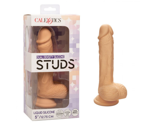 Телесный фалоимитатор Dual Density Silicone Studs - 17,75 см.