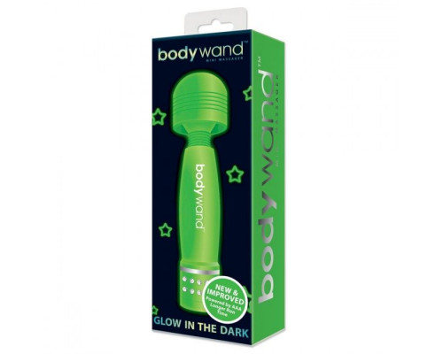 Светящийся в темноте жезловый мини-вибратор с кристаллами Mini Massager Glow In The Dark