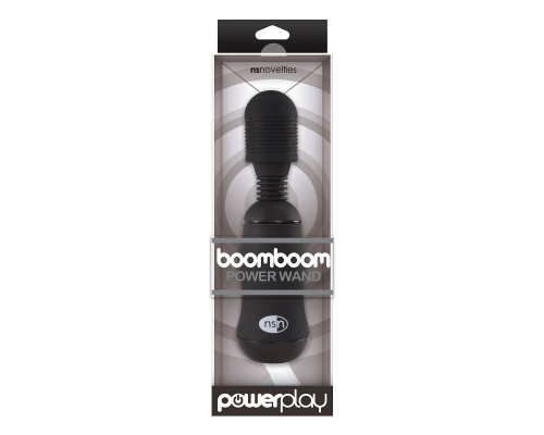 Заказать Чёрный вибромассажёр для эрогенных зон BoomBoom Power Wand - 18 см.