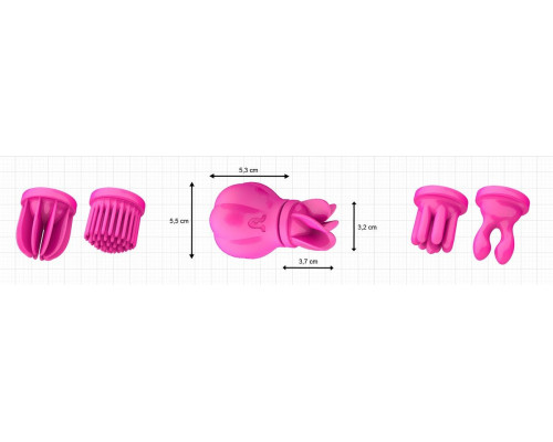 Заказать Розовый клиторальный стимулятор Caress с 5 заменяемыми насадками