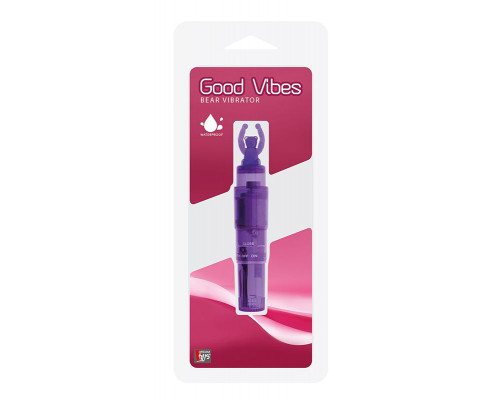 Фиолетовый клиторальный стимулятор-ракета с мишкой GOOD VIBES BEAR VIBRATOR