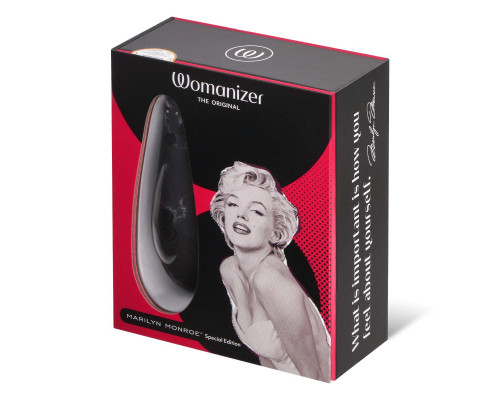 Черный бесконтактный клиторальный стимулятор Womanizer Marilyn Monroe Special Edition