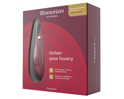 Заказать Бордовый клиторальный стимулятор Womanizer Premium 2