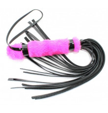 Плеть из лака с розовым мехом BDSM Light - 43 см.