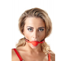 Силиконовый кляп-шар на чёрных ремешках Red Gag silicone