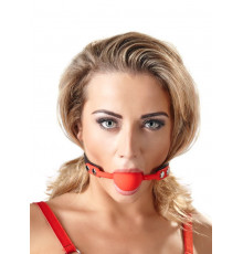 Силиконовый кляп-шар на чёрных ремешках Red Gag silicone