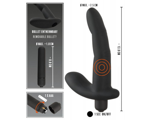 Заказать Черный вибромассажер простаты Naughty Finger Prostate Vibe - 13,8 см.