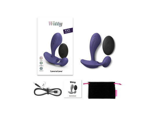 Темно-синий вибромассажер Witty P G Vibrator with Remote Control