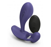 Темно-синий вибромассажер Witty P G Vibrator with Remote Control