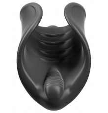 Чёрный мастурбатор Vibrating Silicone Stimulator с вибрацией