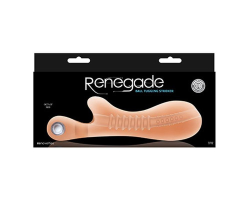 Заказать Телесный мастурбатор с вибростимулятором мошонки Renegade Ball Tugging Stroker