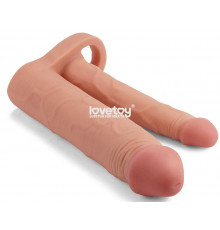 Телесная насадка для двойного проникновения Add 2 Pleasure X Tender Double Penis Sleeve - 20 см.