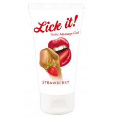 Лубрикант на водной основе Lick it! Strawberry с ароматом клубники - 50 мл.