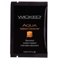 Лубрикант со вкусом соленой карамели Wicked Aqua Salted Caramel - 3 мл.