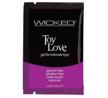 Лубрикант на водной основе для использования с игрушками WICKED Toy Love - 3 мл.