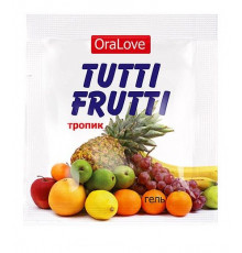 Пробник гель-смазки Tutti-frutti со вкусом тропических фруктов - 4 гр.