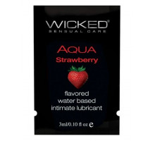 Лубрикант с ароматом клубники Wicked Aqua Strawberry - 3 мл.