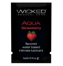 Лубрикант с ароматом клубники Wicked Aqua Strawberry - 3 мл.