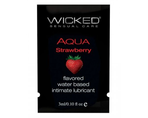 Лубрикант с ароматом клубники Wicked Aqua Strawberry - 3 мл.