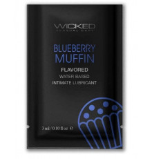 Лубрикант на водной основе с ароматом черничного маффина Wicked Aqua Blueberry Muffin - 3 мл.