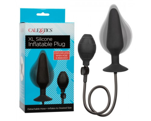 Заказать Черная расширяющаяся анальная пробка XL Silicone Inflatable Plug - 16 см.