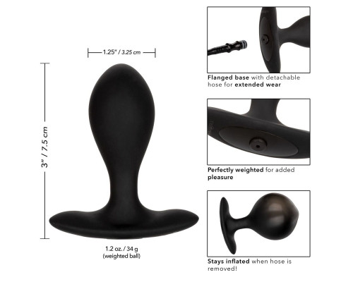 Заказать Черная расширяющаяся анальная пробка Weighted Silicone Inflatable Plug M