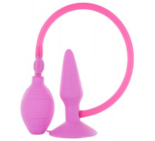 Розовая анальная пробка с расширением Inflatable Butt Plug Small - 10 см.