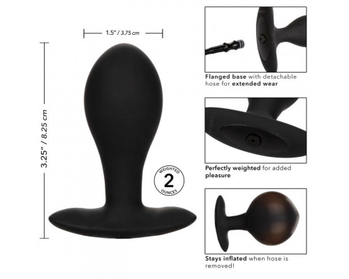 Заказать Черная расширяющаяся анальная пробка Weighted Silicone Inflatable Plug Large - 8,25 см.