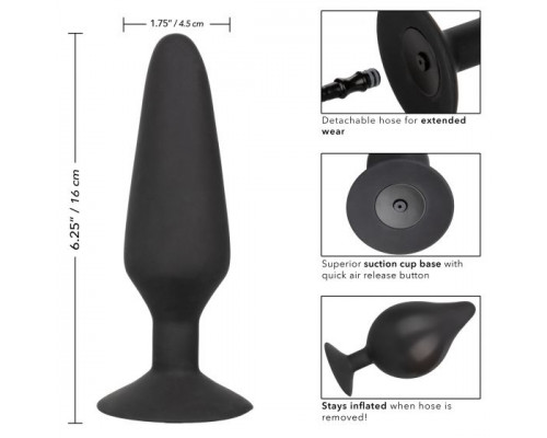 Заказать Черная расширяющаяся анальная пробка XL Silicone Inflatable Plug - 16 см.