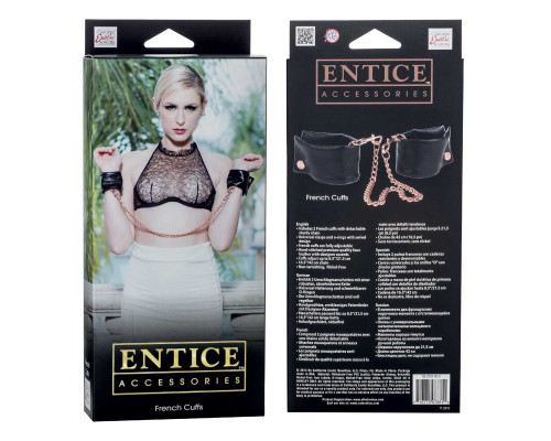 Заказать Черные мягкие наручники Entice French Cuffs с цепью