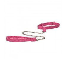 Розовый ошейник с поводком Tickle Me Pink Collar With Leash