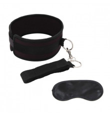 Черный ошейник с длинным поводком Collar and Leash Set