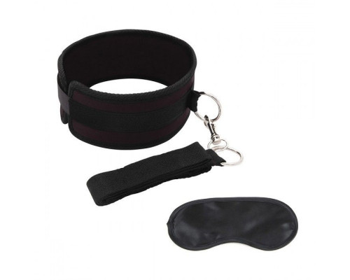 Заказать Черный ошейник с длинным поводком Collar and Leash Set