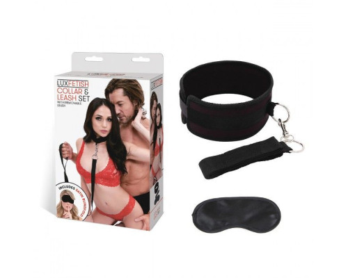 Заказать Черный ошейник с длинным поводком Collar and Leash Set