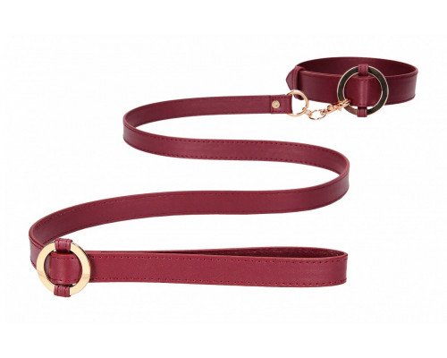 Заказать Бордовый ошейник с поводком Collar With Leash