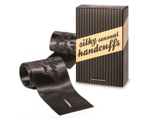 Заказать Черные ленты для связывания SILKY SENSUAL HANDCUFFS