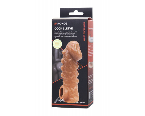 Заказать Телесная закрытая насадка с шишечками Cock Sleeve Size M - 15,6 см.