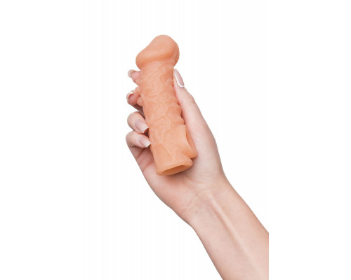 Заказать Телесная закрытая насадка с шершавой головкой Cock Sleeve Size S - 13,8 см.